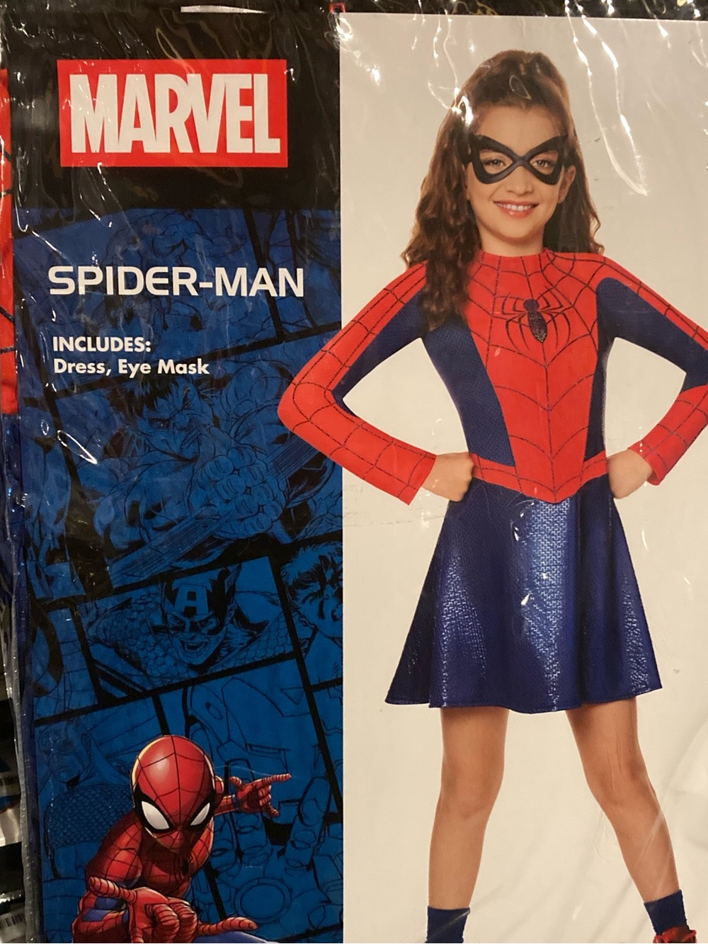 MARVEL SPIDER 🕷️ MAN 2PC GIRL COSTUME 🕷️ SIZE large 12-14 NWT🌟